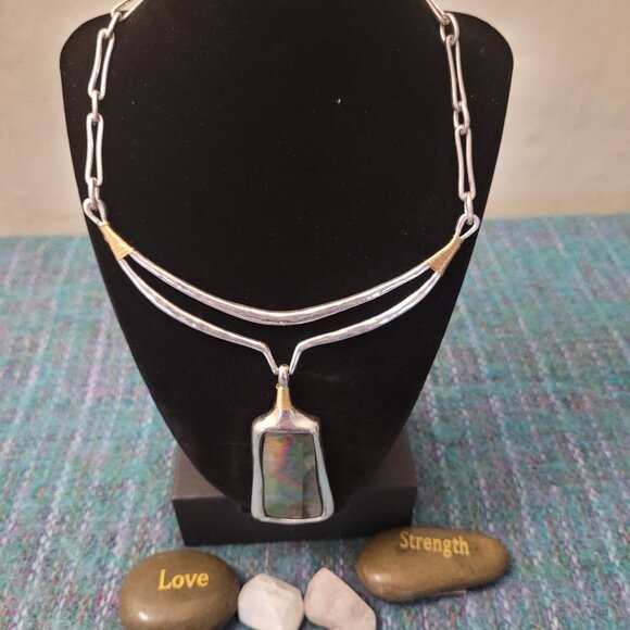 Robert Lee Morris Jewelry - Robert Lee Morris soho necklace with rectangle abalone pendant
